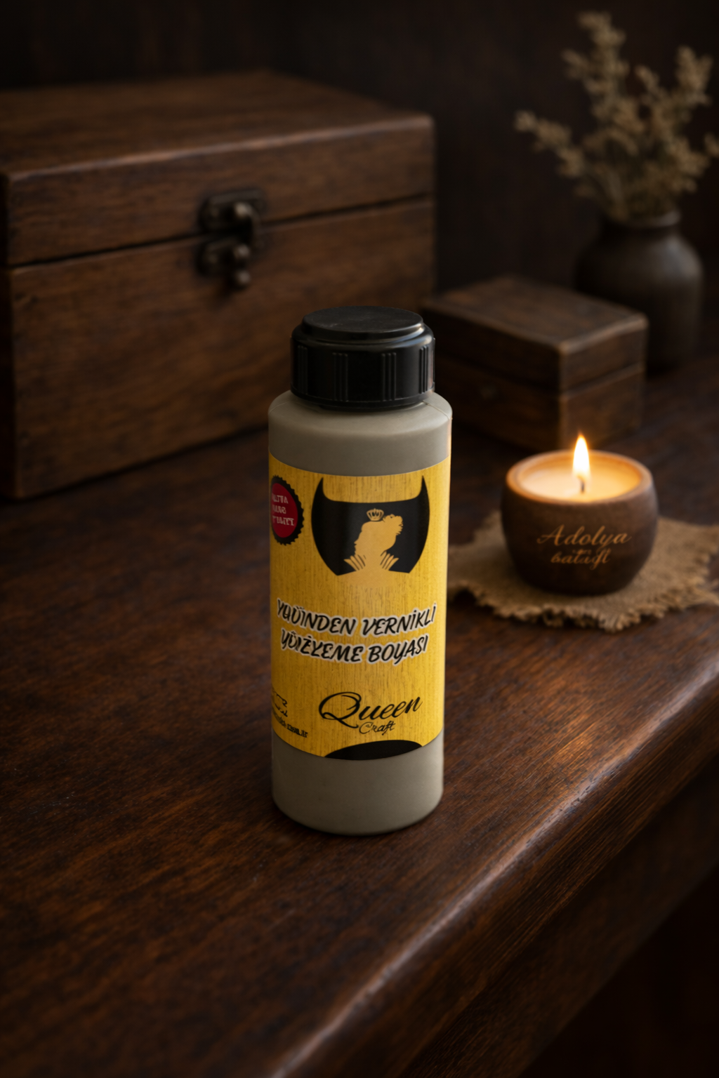 QUEEN CRAFT KENDİNDEN VERNİKLİ BOYA 120 ML-SİYAH ELMAS