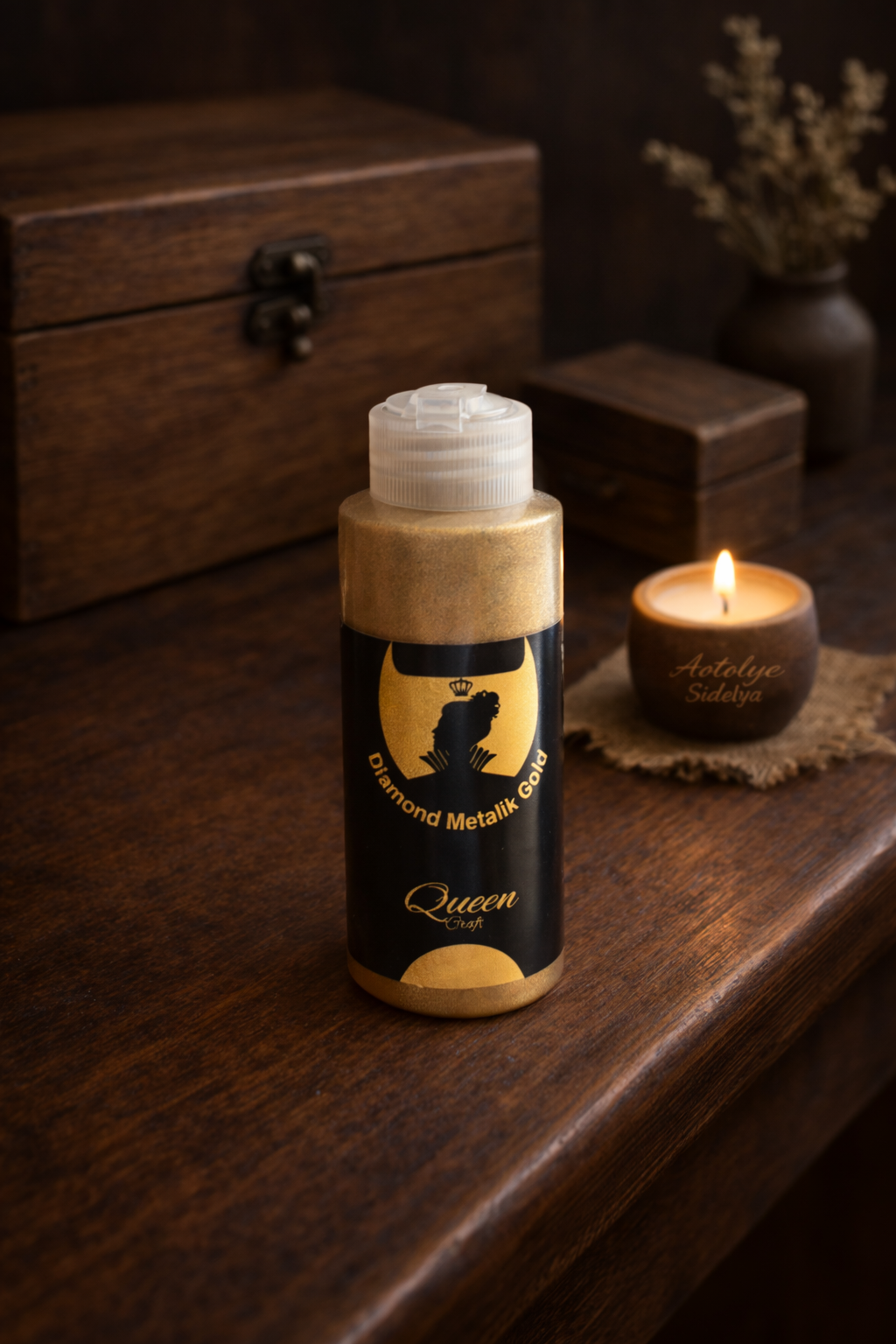 QUEEN CRAFT DİAMOND METALİK SERİ 120 ML-ANTİK GOLD