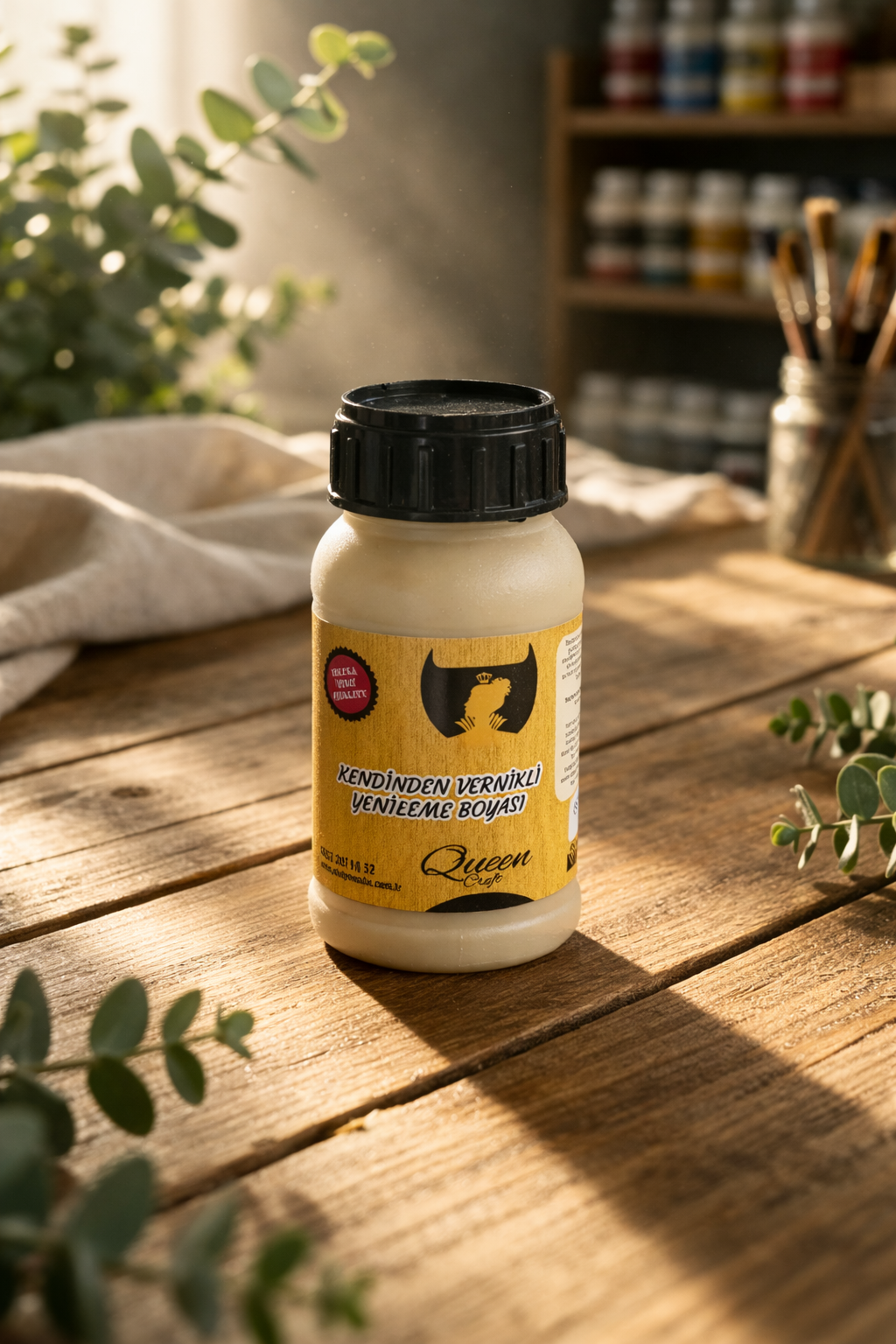 QUEEN CRAFT KENDİNDEN VERNİKLİ BOYA 260 ML-SÜTLÜ KAHVE