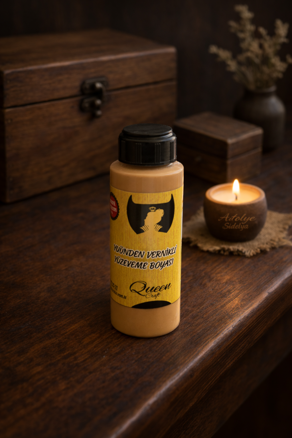 QUEEN CRAFT KENDİNDEN VERNİKLİ BOYA 120 ML-BİSKÜVİ