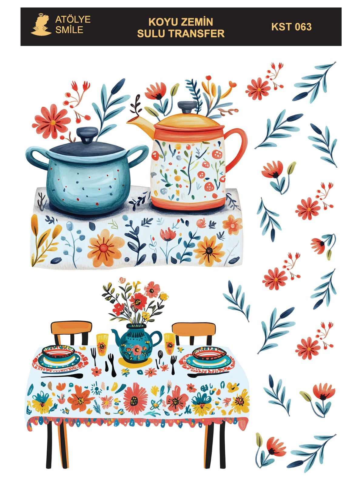 ATÖLYE SMİLE KOYU ZEMİN SULU TRANSFER KST-063