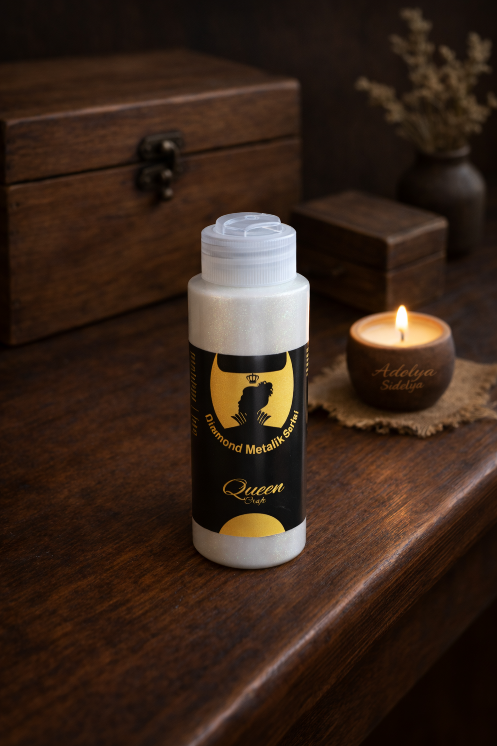 QUEEN CRAFT DİAMOND METALİK SERİ 120 ML-ANTİK GÜMÜŞ