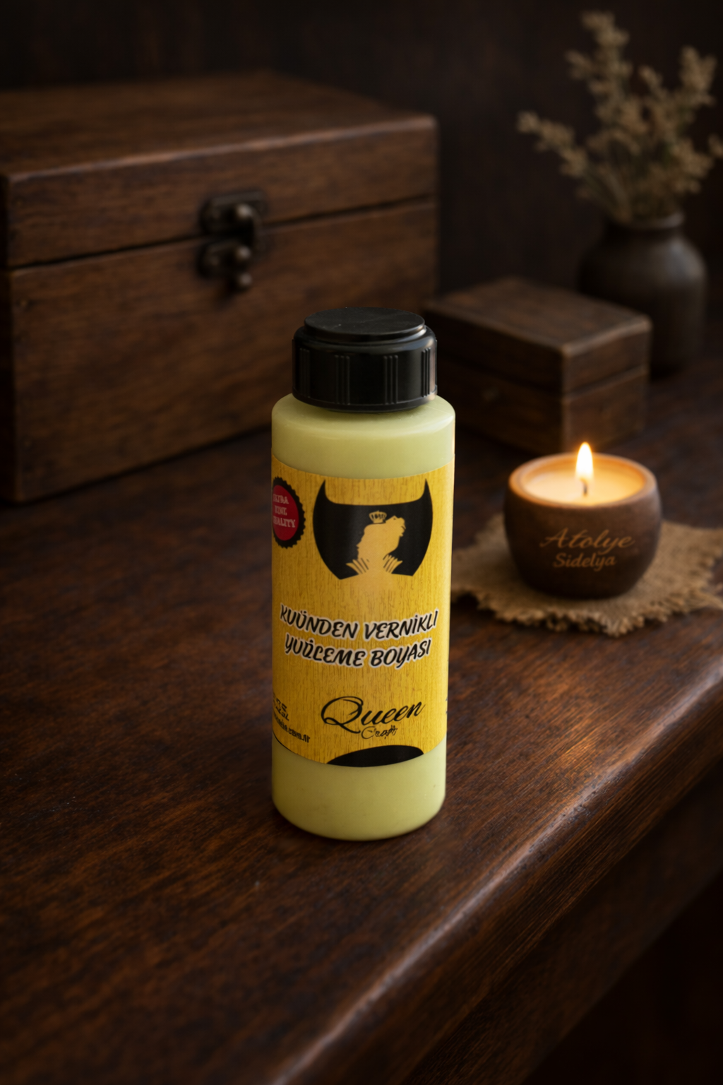 QUEEN CRAFT KENDİNDEN VERNİKLİ BOYA 120 ML-ANTİK YEŞİL