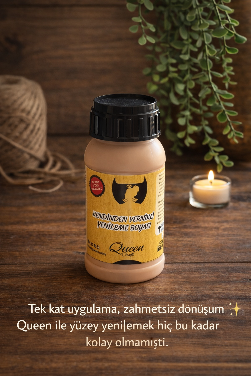 QUEEN CRAFT KENDİNDEN VERNİKLİ BOYA 260 ML-BİSKÜVİ