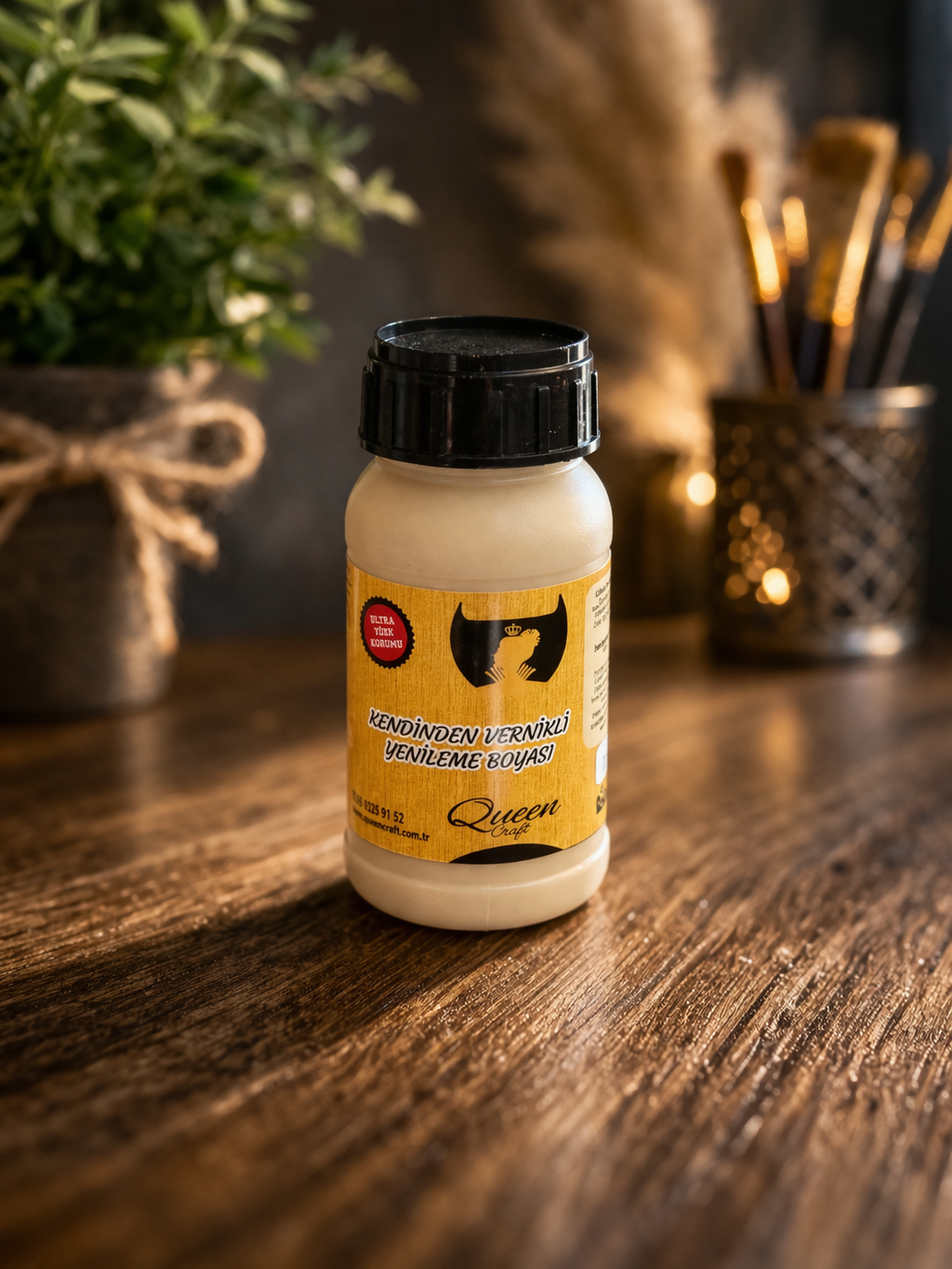 QUEEN CRAFT KENDİNDEN VERNİKLİ BOYA 260 ML-VİZON