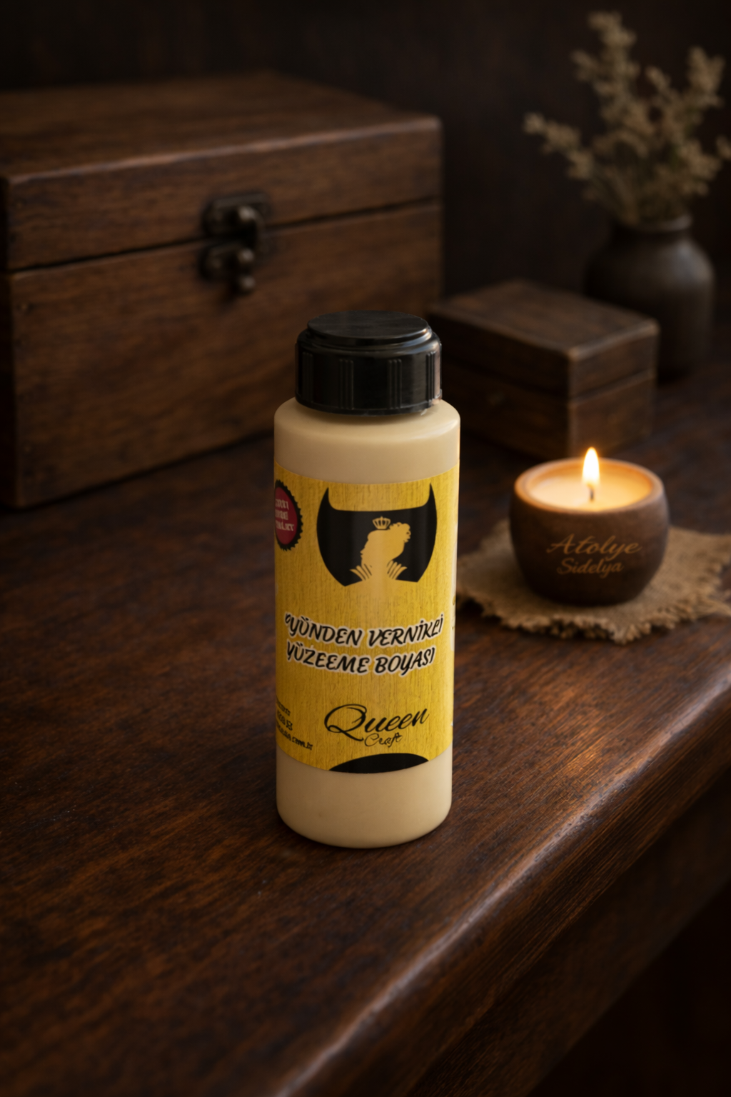 QUEEN CRAFT KENDİNDEN VERNİKLİ BOYA 120 ML-VİZON