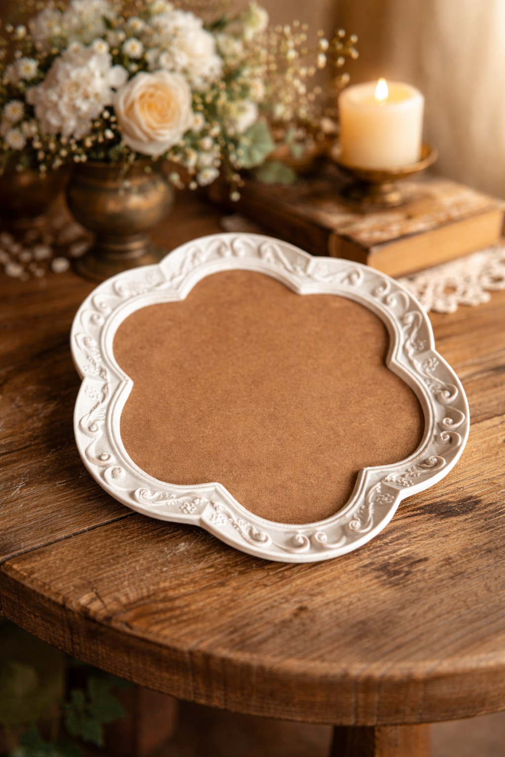 AHŞAP TABANLI POLYESTER ÇERÇEVELİ TEPSİ-1 27 CM